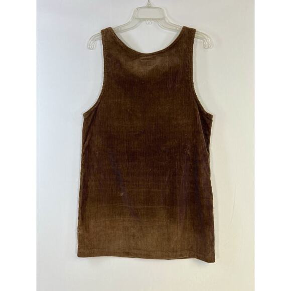 Vtg Alaska Blue Corduroy Zip Front Jumper Dress 100% Cotton Midi Brown Womens L - Picture 6 of 8
